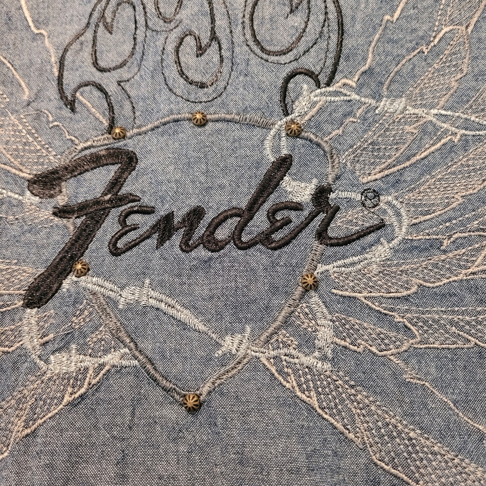 Fender Custom Shop Shirt Mens XL Blue Button Up Rock Roll Religion. Exc. - Picture 4 of 10